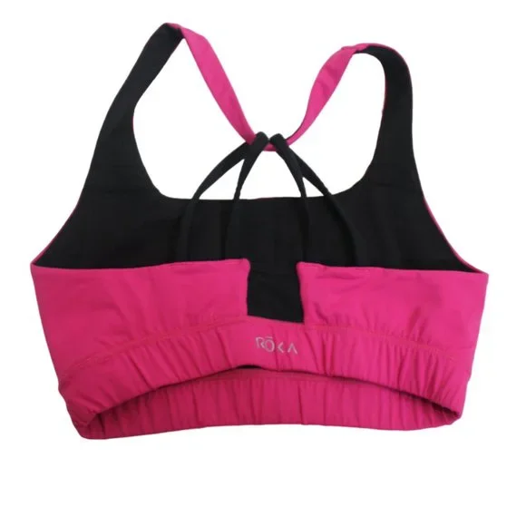 Hot Pink and Black Roka sports bra size Medium - Picture 2 of 7